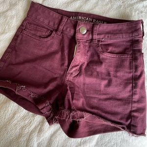 Burgundy jean shorts from American Eagle. Size 2